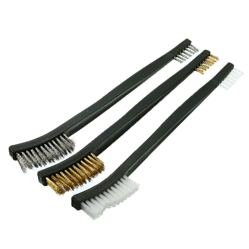 

3PCS/Set Mini Portable Wire Brush Set Metal Rust Brush Clean Tools Home Supplies Kits Steel Brass Nylon Cleaning Polishing