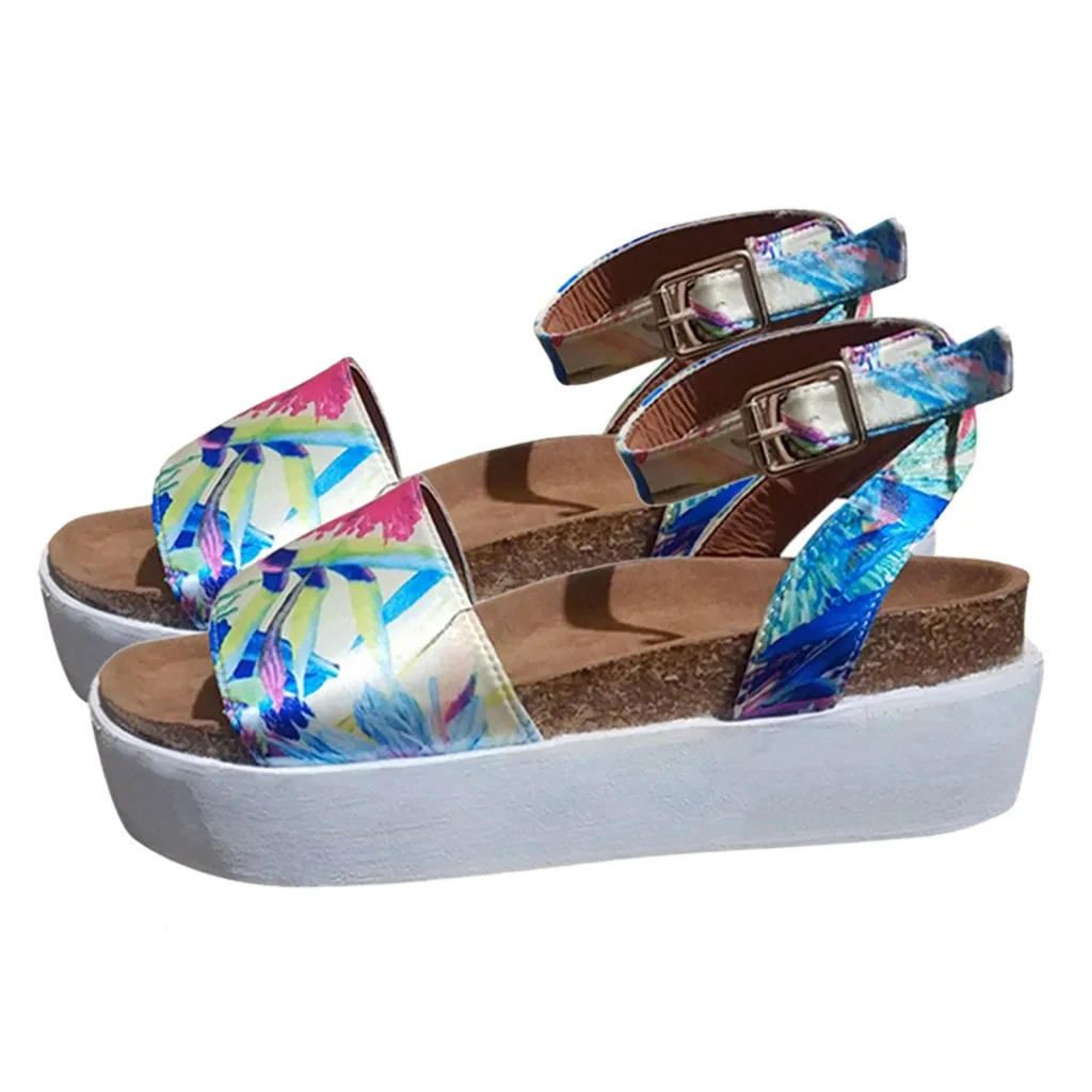 

Original Summer Sandals Women Women's Platform Strappy Sandals Chunky Wedges Ankle Strap Peep Toe Casual Shoes Dropshipping 40