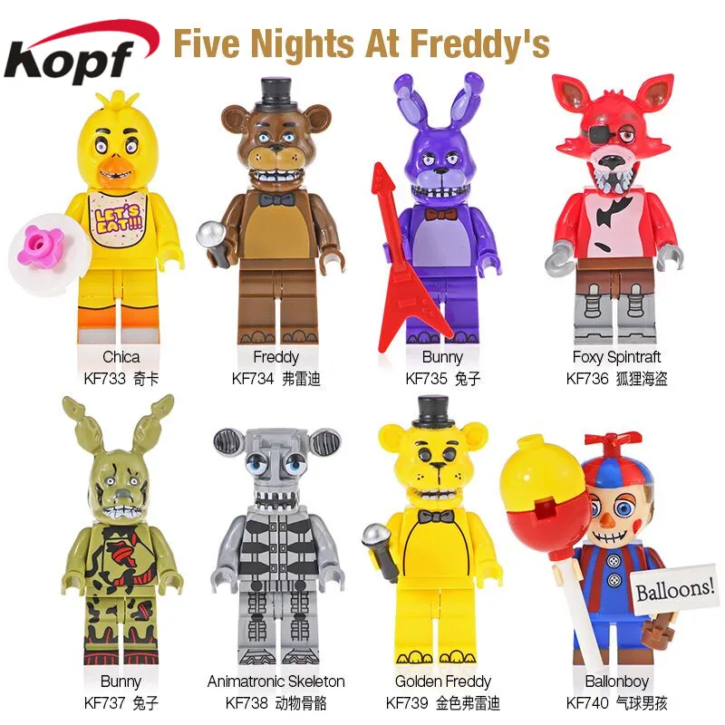 Строительные блоки триллер приключенческая игра кирпичи пять ночей у Фредди Чика Фредди зайчик фигурки для Детские модельные игрушки KF6071