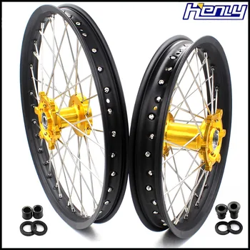 

21/18 Motorcycle Rim Spoked Enduro Wheels Set For SUZUKI DRZ400 DRZ400E DRZ400S DRZ400SM Gold CNC Hubs