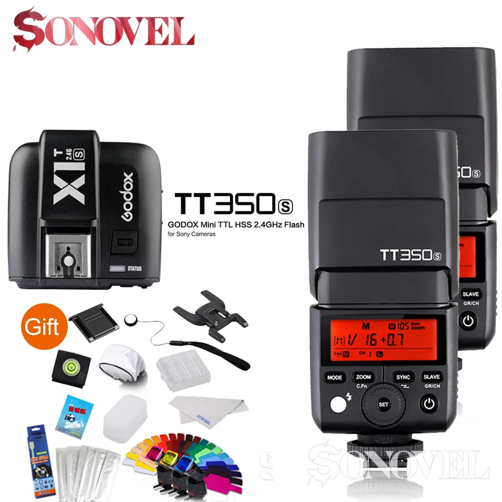 

2x Godox TT350S Mini Speedlite +X1T-S Transmitter TTL HSS GN36 Camera Flash for Sony Mirrorless DSLR Camera A9 A6300 A6500 Serie