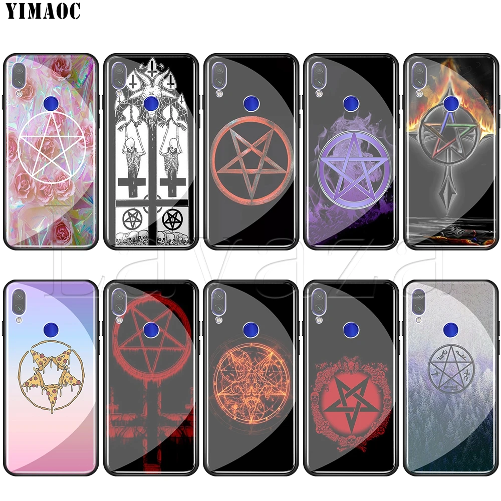 

Lavaza Satanic Pentagram Tempered glass TPU Case for Redmi Note 4X 5 6 6A 7 Pocophone F1