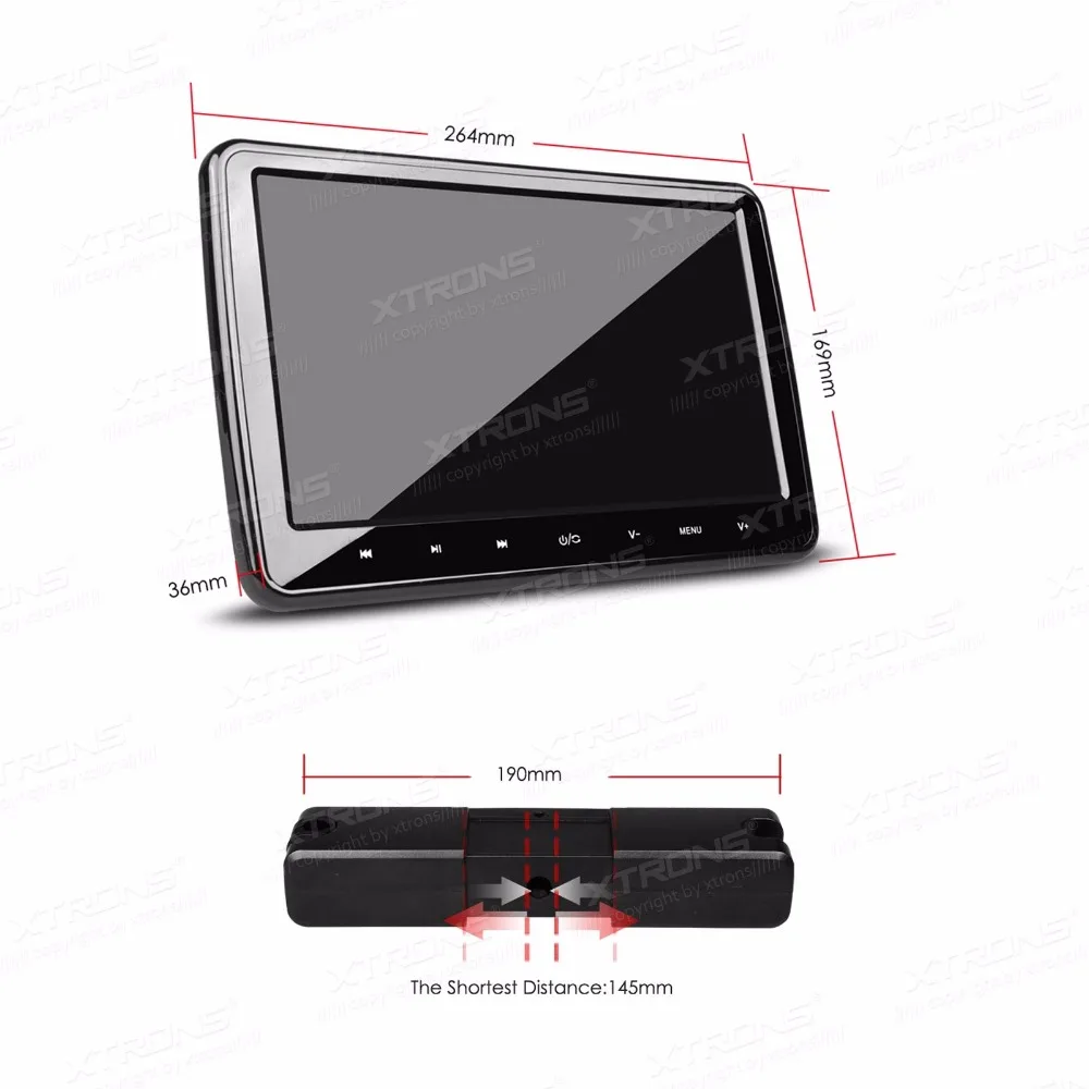 XTRONS 1 пара универсальных мониторов 10 ''HDMI HD экран подголовник Автомобильный DVD