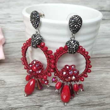 

1 Pair Handmade earrings,rondelle glass beads earring,crystal rhinestone pave drop charm Fashion Jewelry For Women Earring ER336