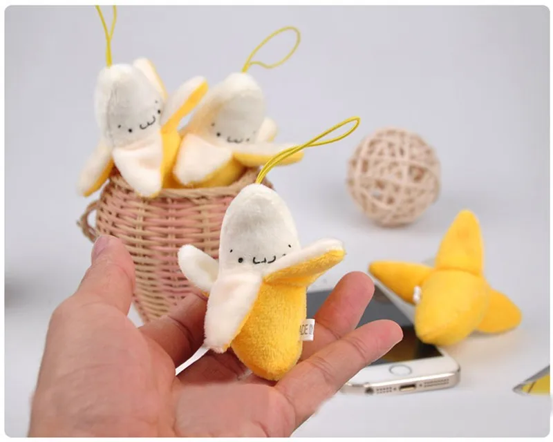 20pcslot 8cm Banana Plush Toys Super Kawaii Phone Bag Soft Stuffed Pendant Keychain Peluche Dolls (4)