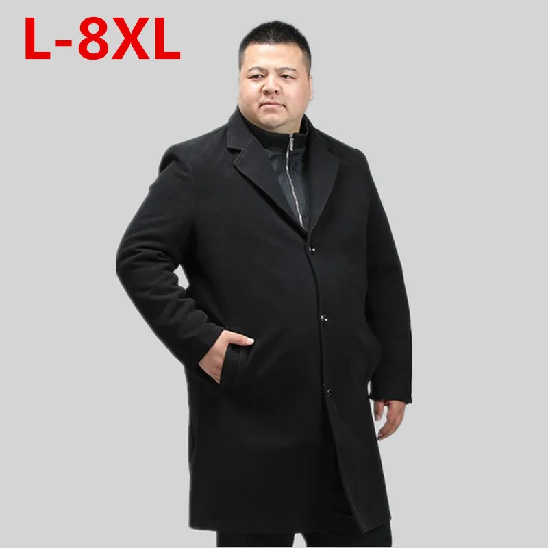 Большие размеры 8XL 7XL Для мужчин Шерсть Пальто и куртки зимние кашемировые куртка