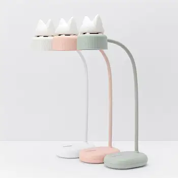 

Cute Silicone Lamp Cat-Ear Lamp Dual Lighting Source USB Light Adjustable Brightness Eyes Protection Study Room Business