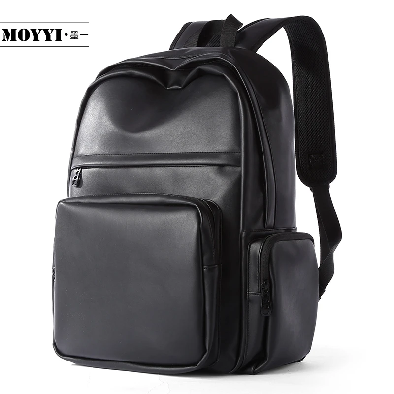 

MOYYI Men Business Casual Backpacks for School Travel Bag Black PU Leather Men's Fashion Shoulder Bags Vintage Boys Men Backpack