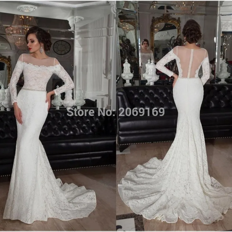 New-Collection-2017-Lace-Wedding-Dresses-Sheer-Long-Sleeves-Bridal-Gowns-Beautiful-Lace-Trumpet-Berta-Bridal