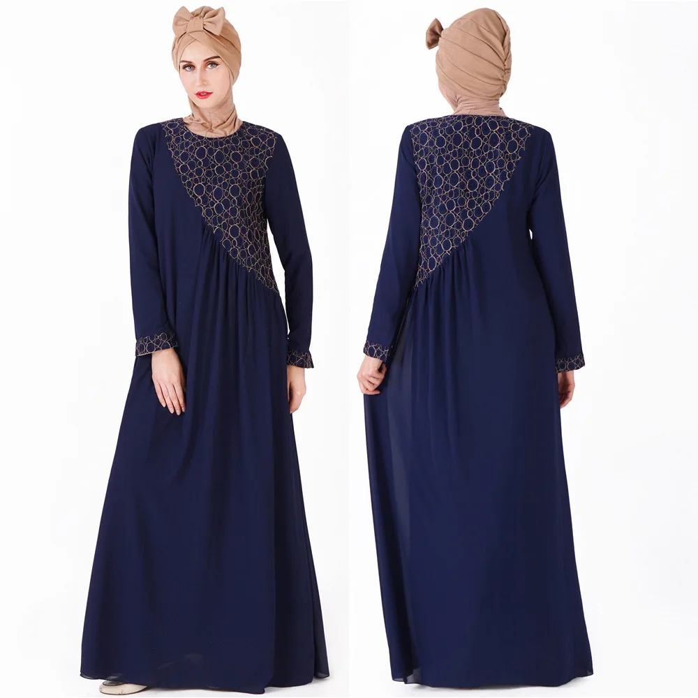 Новое цветное Двухслойное шифоновое мусульманское женское платье с длинным рукавом jubah