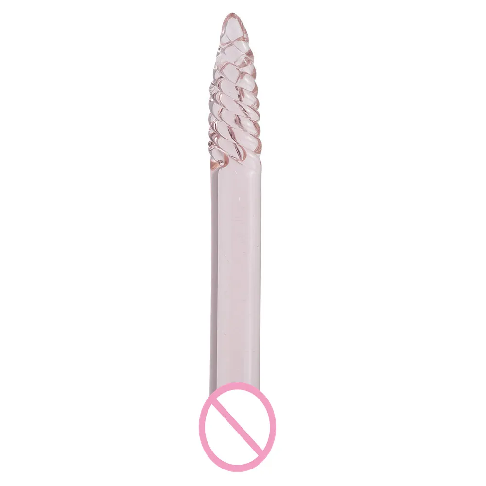 New large pink tapered head pyrex crystal glass anal butt plug font b dildo b font