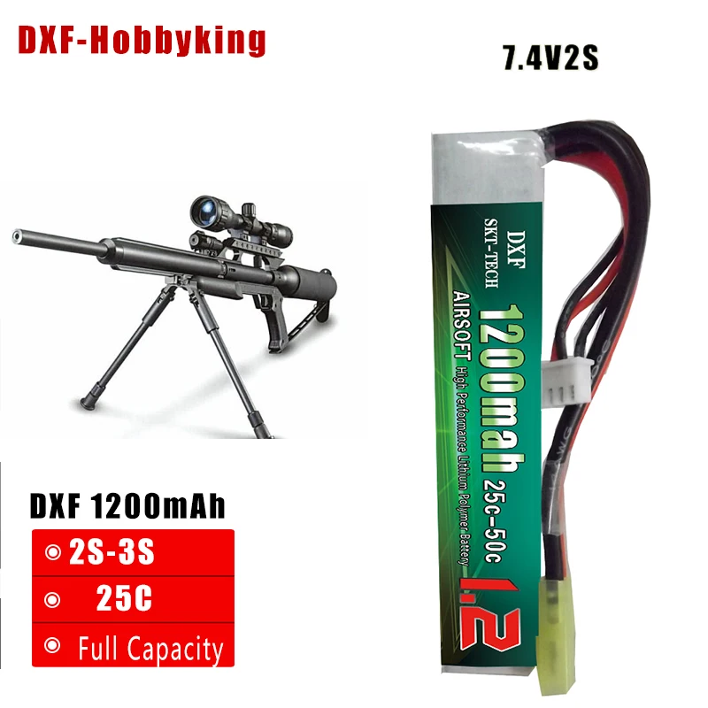 2017 DXF Новое поступление страйкбол пистолет батарея 7 4 в 1200 мАч 25C Max 50C 2S AKKU мини RC