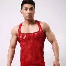 Плюс размеры белье для мужчин чистая отверстие жилет Летний Топ майка Боди экзотические Майки спандекс дышащая