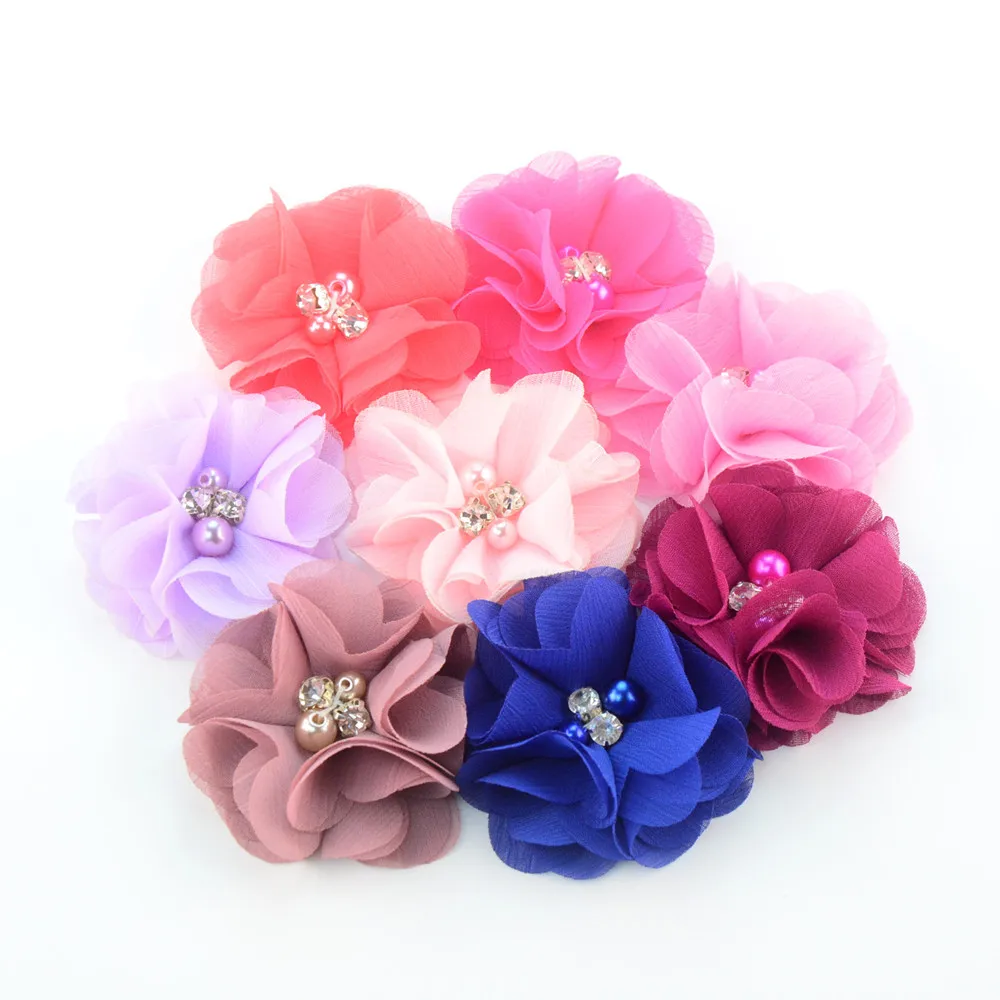 

7Pcs Chiffon Flower Available With Hair Clips Hair Strap Dog Collar Pet Slide Bows DIY Jewelry Accessories XLZ9383