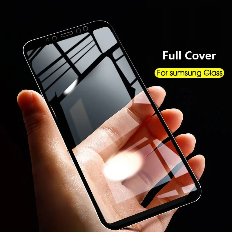 

Full Cover Tempered Protective Glass on for Samsung Galaxy A3 A5 A7 2017 A8 A6 Plua A7 2018 Glass Screen Protector Film Foil
