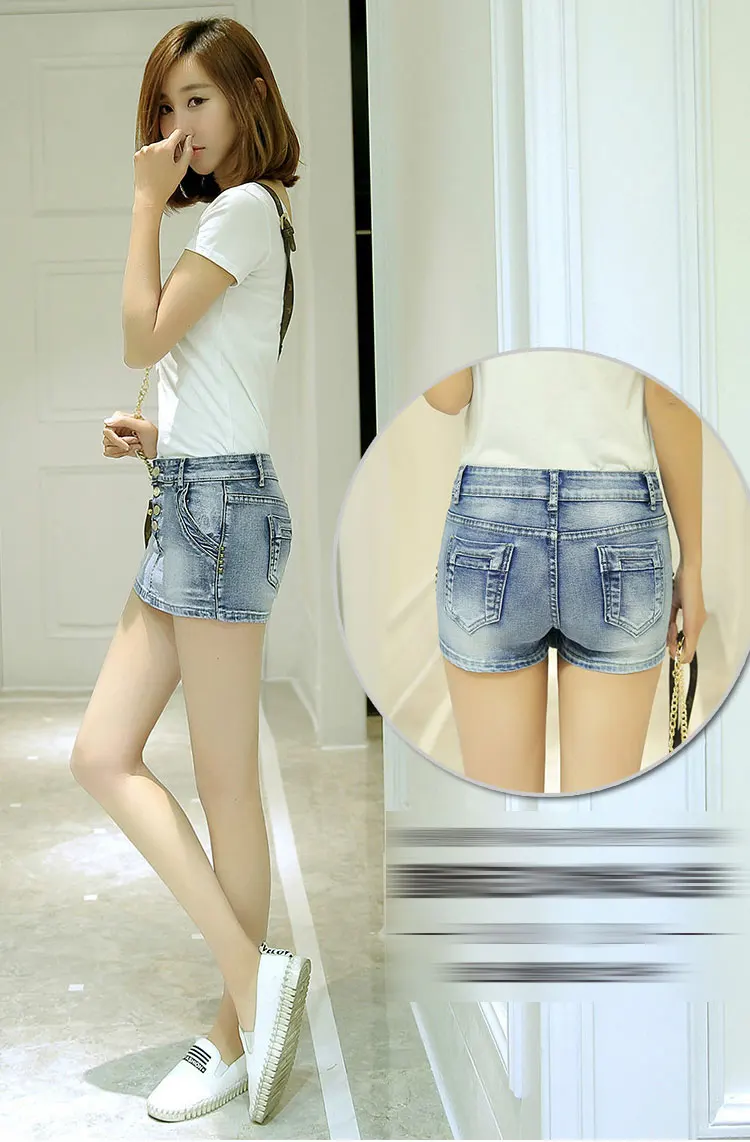 2019 Новый Для женщин Летняя джинсовая юбка шорты Повседневное тонкий средней талией Однобортный джинсовые короткие женские шорты джинсы