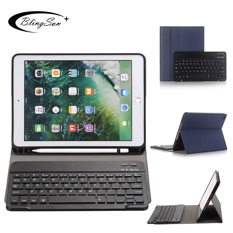 

Bluetooth Keyboard Case For New iPad 2017 2018 9.7'' Smart Cover For iPad 9.7 2018 / 2017 Pro 9.7 / Air/Air 2 Case Pencil Holder