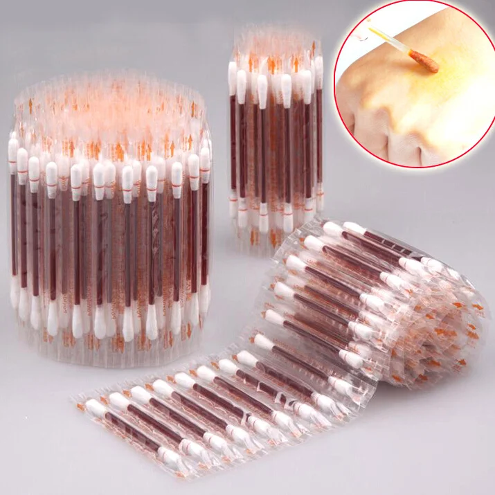 Disposable medical cotton sheet iodine swab stick flower