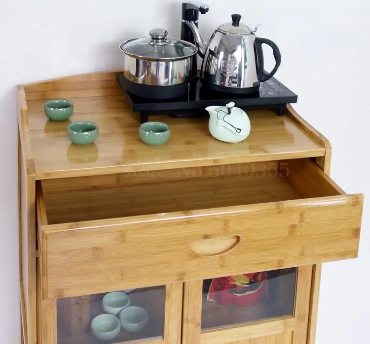 Simple bamboo sofa side mini coffee table tea rack tea cabinet removable side cabinet tea table corner table burning table