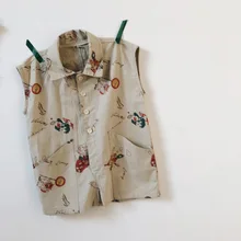 Модный летний комбинезон с винтажным принтом для девочек