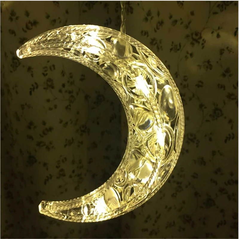 ИД Мубарак Звезда Луна светодиодный светильник полосы украшения на Рамадан для дома мусульманский ислам ИД вечерние сувениры Свадебные украшения Mariage, Q