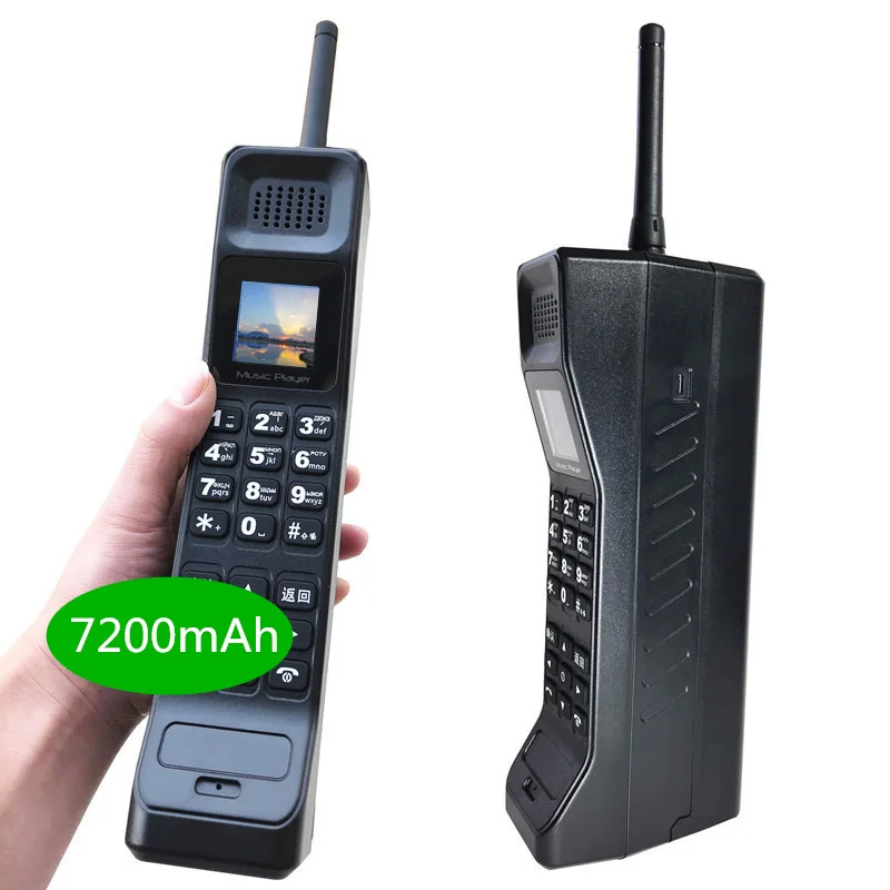 2019 جديد ريال 7200 mAh تجدد Powerbank سوبر كبير الهاتف المحمول الفاخرة الرجعية الهاتف بصوت عال الصوت الموسيقى لاعب الاستعداد المزدوج سيم الثقيلة
