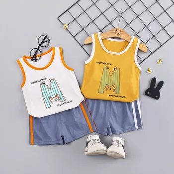 

Cute new style 2019 summer fashion cat vest shorts baby boy kids clothing