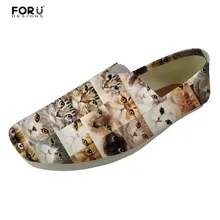 FORUDESIGNS/Модная женская обувь на плоской подошве с рисунком кота и собаки, милая Женская Повседневная парусиновая летняя обувь, женские лоферы без застежки