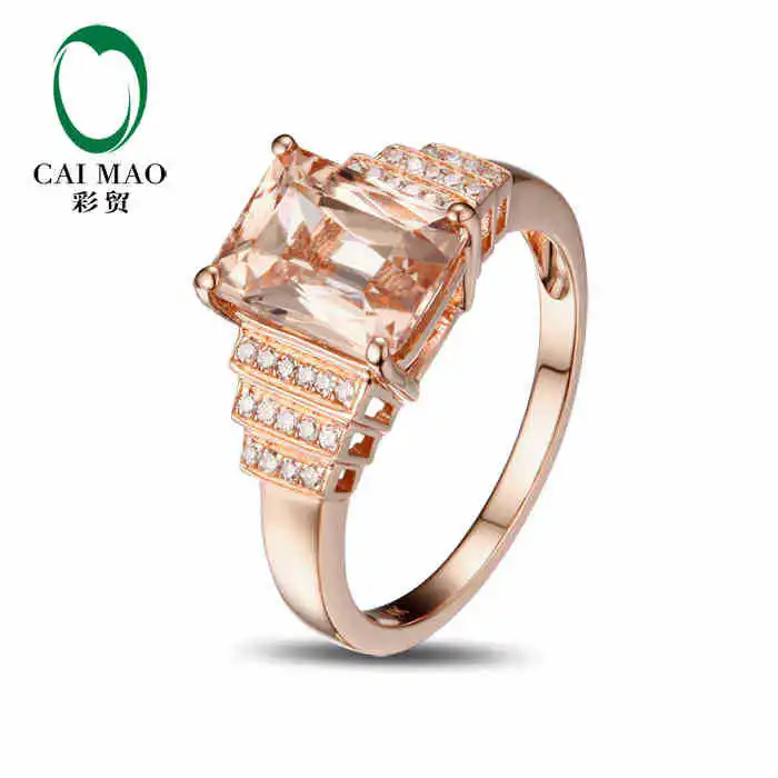 Caimao 18kt/750 Rose Gold 2.25 CT натуральный морганит и 0.12 КТ полный огранки Обручение Драгоценное кольцо ювелирных изделий