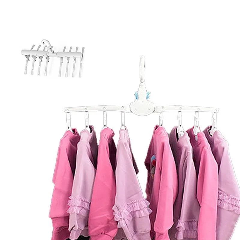 

360 Degree Rotating Multi-function Children's Hanger Storage Artifact Magic Drying Rack Folding Clothes Storage Rack