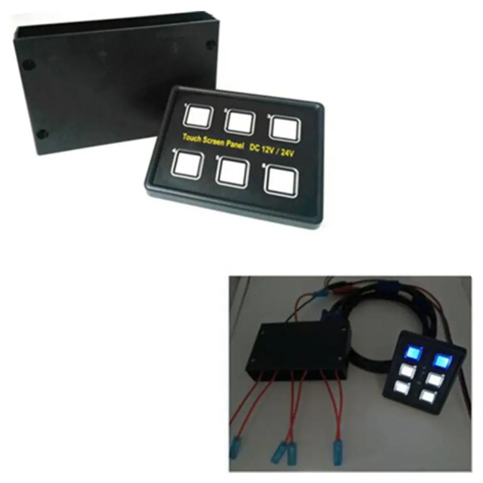 

RV Car 6-bit Touch Blue White Light Black Combination Panel Digital Voltmeter Combination Panel for Ship Bus