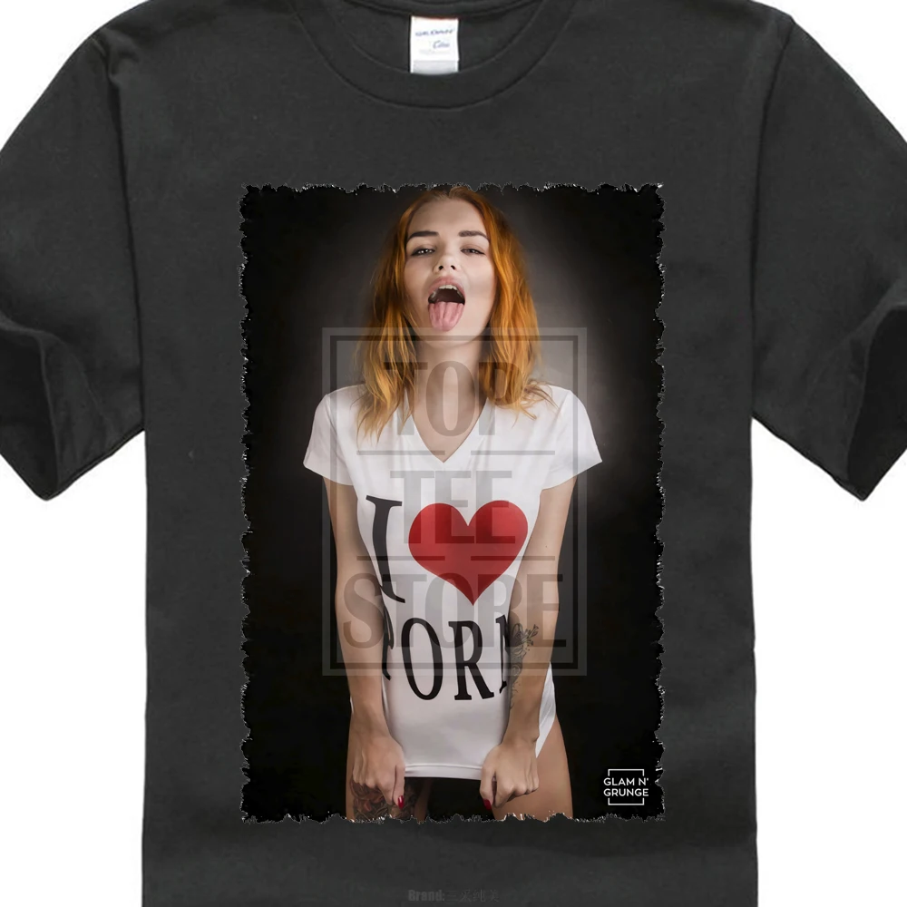 Funny Boy Porn - Man/Boy T Shirt Hot Sexy Girl I Love Porn Naughty Model Fun ...