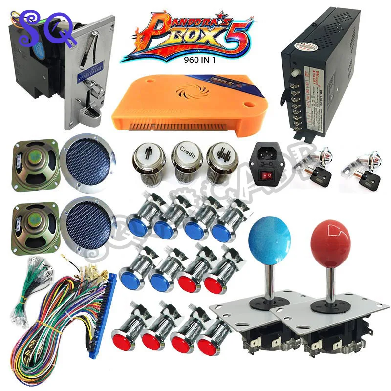 960 in 1 Pandora Box 5 Plus DIY Arcade Bundles Kits Parts With american Joystick happ push button coin selector lock IEC socket