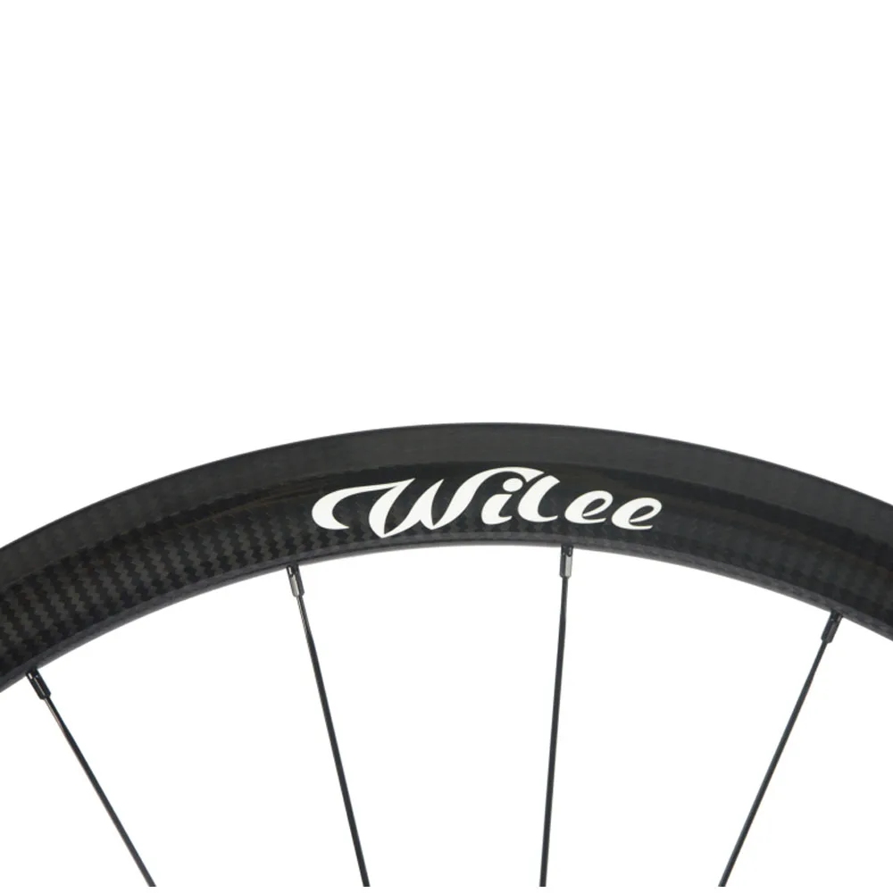 Clearance Wilee Bike 38mm  Carbon wheelset 3K Twill  Clincher Carbon Wheels Bicycle Wheel Carbon Fiber Bike Wheels With R17606 5