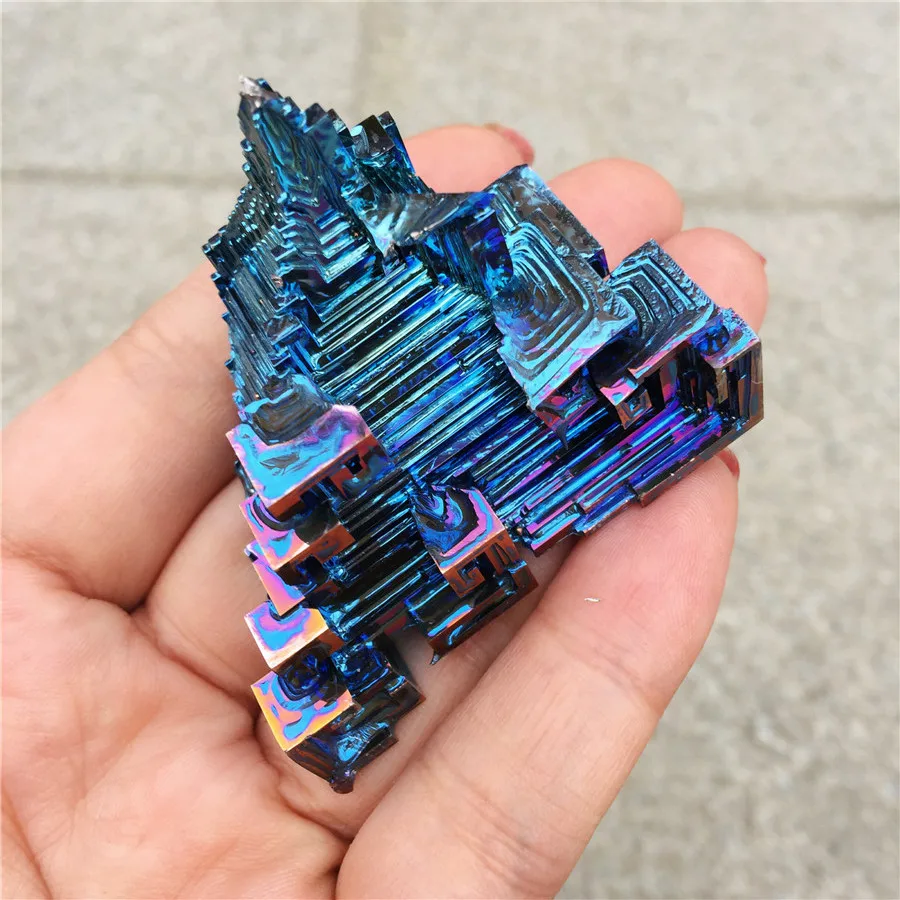 Красивый минеральный образец Кристалл висмута радужные минералы камни 1 шт