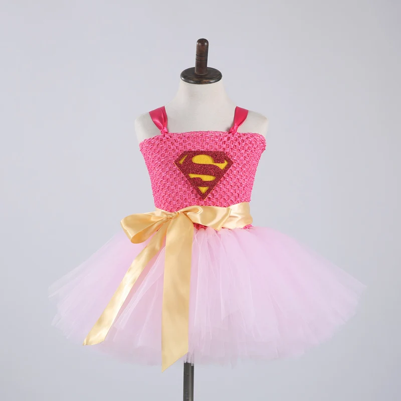 Comprar Venta al por menor superhéroe niñas tutú vestido niños niñas Halloween fiesta vestido niños niña Cosplay princesa vestido con forro de algodón PT146