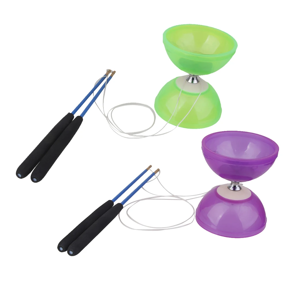 Professional 5 Bearing Diabolo Handsticks & String Juggling Playset Kids Novetly Yo-yos Training Toys - 2 set