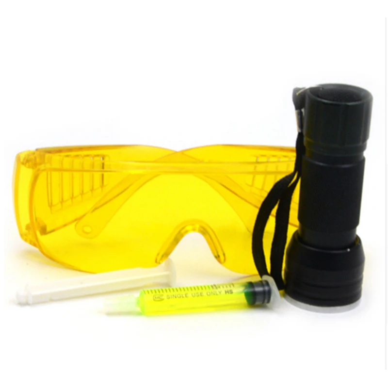 Car Air Conditioning A/C System Flashlight Protective Glasses UV Dye