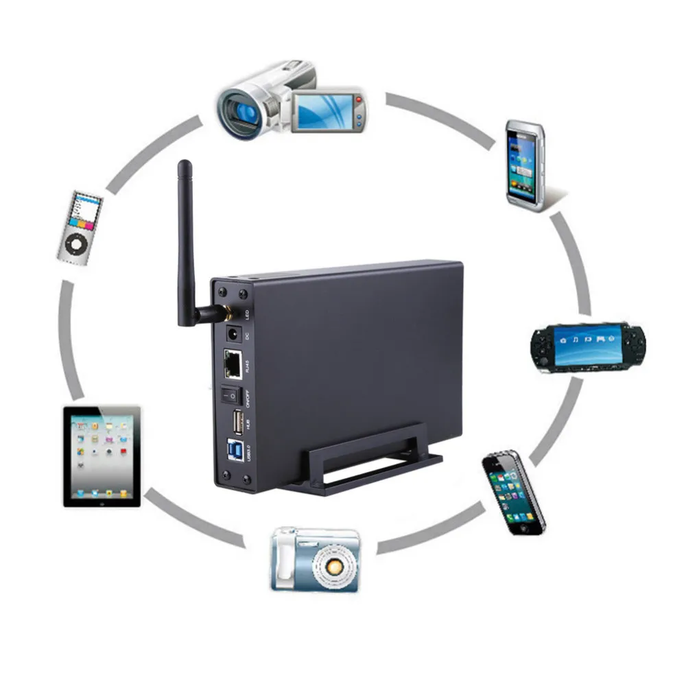 

3.5 " SATA HDD Enclosure Hard Drive Case Wireless Repeater WiFi Storage USB3.0 Wireless Sharing Support IOS/Android APP