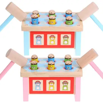 

1Set Wooden Play Hamster Game Whack Mole Children's Knocking Toy Baby Fun Game Early Learning Educational Toys