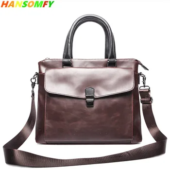 

Men Business Official Handbag Cross-section Buckle Briefcase Messenger Travel Shoulder Bags Laptop 100% Genuine Leather 14"