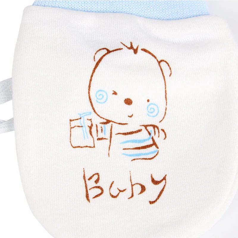 Newborn Anti Scratch Gloves Organic Cotton Soft Baby Gloves Socks Sets Cartoon Bear Monkey Boys Girls Pack Mittens Socks Suits (10)