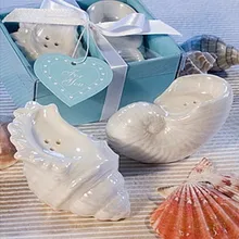 50 компл./лот+ хорошая Керамика пару раковины мельница для соли и перца, пляжный комплект для тематической свадьбы свадебные сувениры
