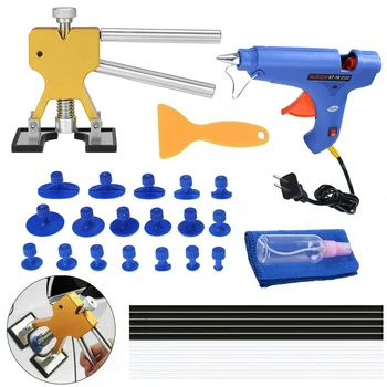 

33pcs Paintless Dent Repair Tools Kit Dent Lifter Puller Glue Tabs Glue Gun Tools Glue Sticks sucker for dents suction cup car