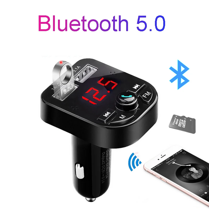 

Bluetooth 5.0 receiver FM transmitter car mp3 music player Dual USB car charger U disk / TF card lossless music player