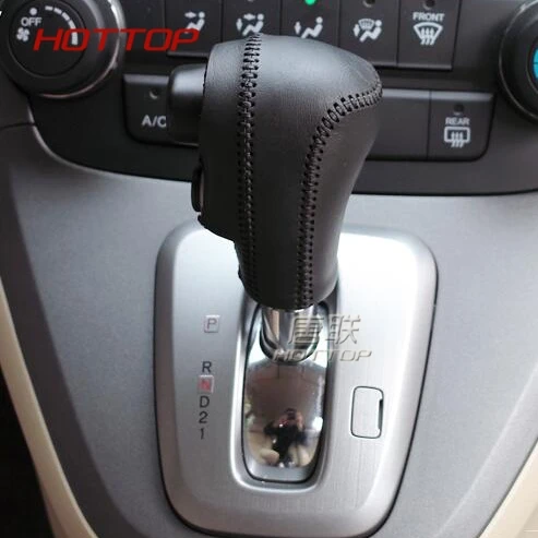 Специальный сшитый вручную черный кожаный чехол с ручкой переключения передач для ручного тормоза для Honda CRV 2007 2012 стайлинга автомобилей - Название цвета: 07 10 Black 1pc