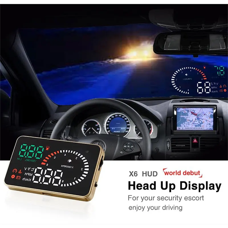 Автомобильный Hud 3 5 дюйма X6 дисплей GPS спидометр цифровое предупреждение о