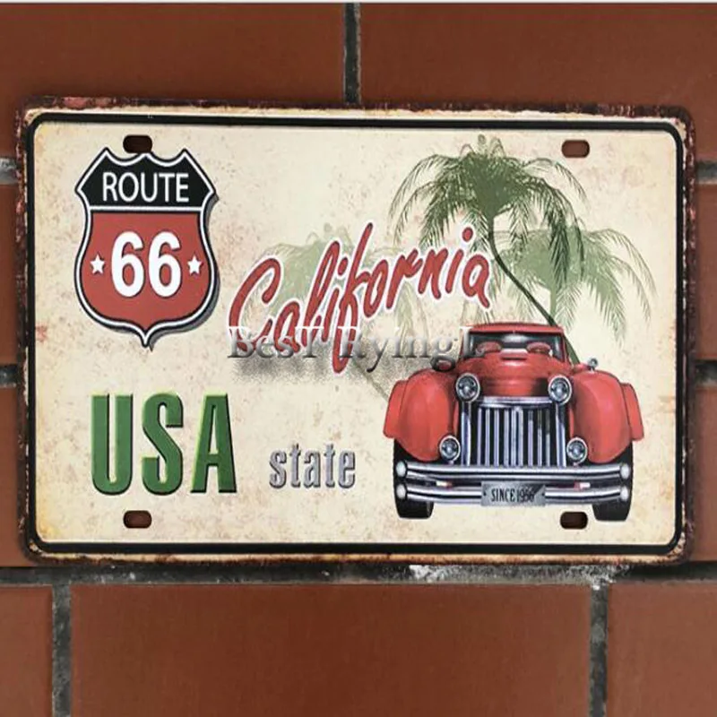 2 шт. винтажные металлические оловянные знаки Route 66 номерной знак для автомобиля