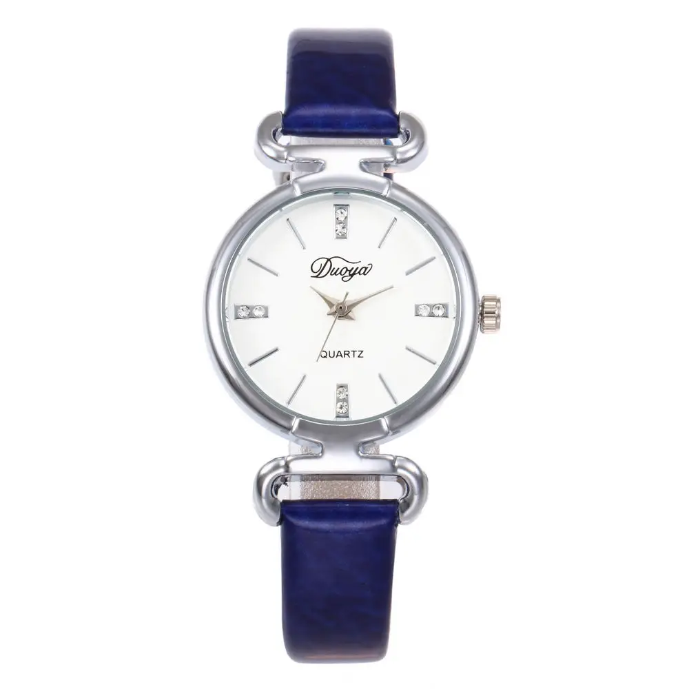 Новые модные роскошные брендовые простые кожаные кварцевые женские часы женские женственные наручные часы relogio feminino masculino - Цвет: Dark Blue
