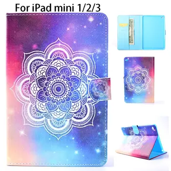 

Fashion Flower Flip Leather For iPad mini 123 Case For Apple iPad mini 2 3 Smart Case Cover Sleep Wake Funda tablet Shell Skin